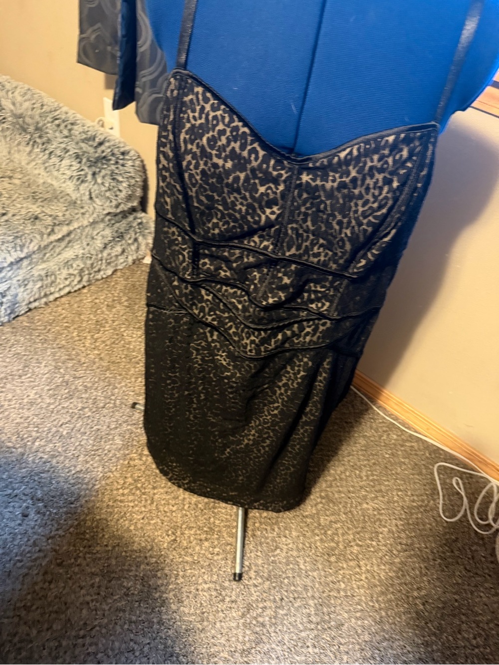 Torrid Bodycon Black Leopard-Print Slip style Dress